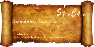 Szvoboda Csilla névjegykártya